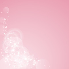 Falling hearts valentine background. Bottom left corner on pink background. Falling hearts valentines day captivating design. Vector illustration.