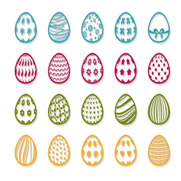 set of 20 color Easter egg icons