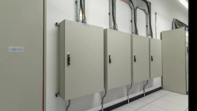 room with rows of server hardware in data center timelapse hyperlapse