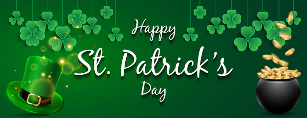 St patricks day with wreath shamrock icon vector illustration. Vector illustration of St. Patrick's Day greeting card. Saint Patrick's Day. - obrazy, fototapety, plakaty