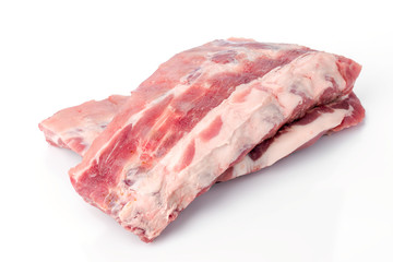 raw pork rib isolated on white - obrazy, fototapety, plakaty