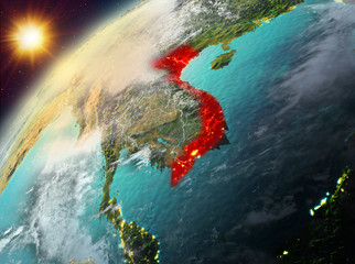 Fototapeta premium Vietnam on planet Earth in sunset