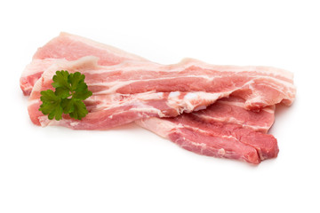Meat pork slices isolated on the white background.