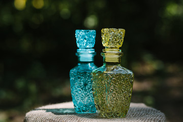 Two colored crystal decanter