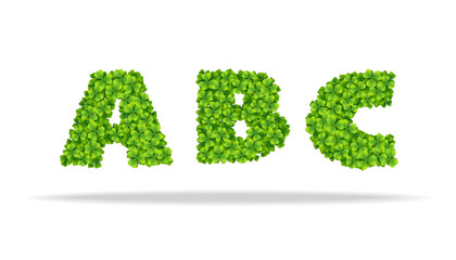 Alfavit from the leaves of the clover. Letters ABC.