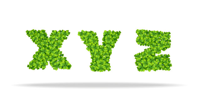 Alfavit from the leaves of the clover. Letters XYZ.