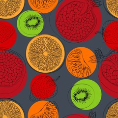 a pattern of fruit, background color
