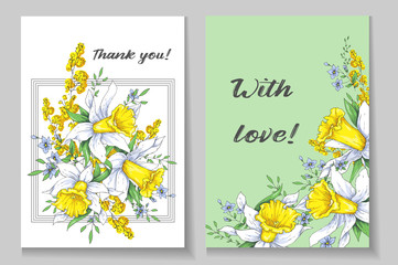 Beautiful spring card with narcissus