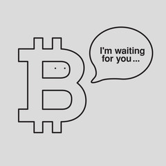 Fototapeta na wymiar Bitcoin sign cartoon funny character. Vector illustration.