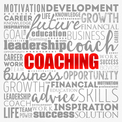 COACHING word cloud collage, business concept background