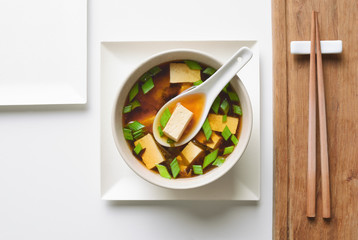 Miso soup in a bowl