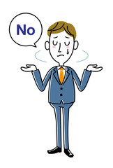 若いビジネスマン｜No、拒否