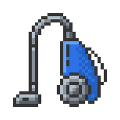 Outlined pixel icon of vacuum cleaner. Fully editable