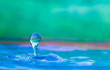 Colorful water droplet splash photograph