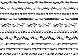 Fototapeta premium Illustrated seamless borders