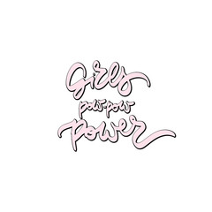 Fototapeta premium Girls pow-pow power. Hand drawn lettering.