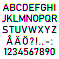 Font letters in color channel, vector
