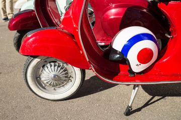 Vintage scooters at an exhibition