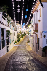 Fototapeta na wymiar Benalmadena Village Spanish streets at night