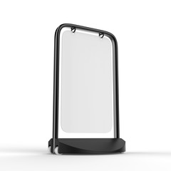 Swinger Pavement double sided  blank white Board for mock up and branding presentation, budget pavement sign. Ideal for pubs and shops. 3d render illustration.