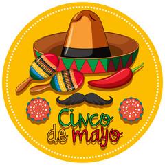 Cinco de mayo festival theme with instruments and hat