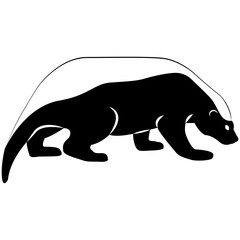 Vector image of badger silhouette on white background
