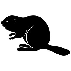 Vector image of a silhouette of a beaver on a white background