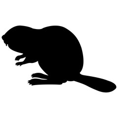 Vector image of a silhouette of a beaver on a white background - obrazy, fototapety, plakaty