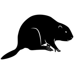 Vector image of a silhouette of a beaver on a white background