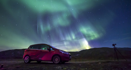 Fototapeta na wymiar The polar lights in Norway. Tromso