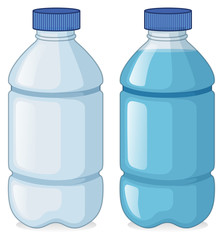 Two bottles with and without water