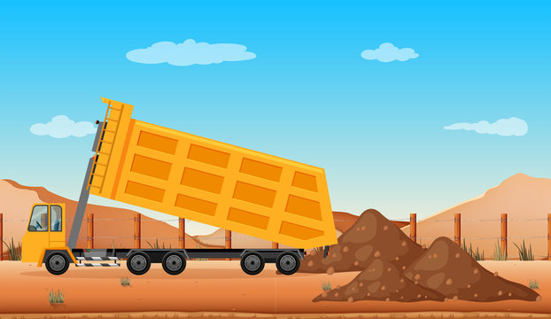 Dumping truck at the construction site