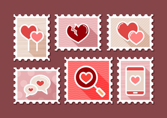 Valentines day postage stamps