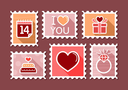 Valentines day postage stamps