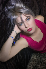 Fototapeta premium portrait of a young woman with a bad mood