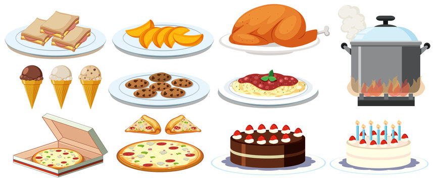 Different kinds of food on plates