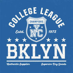 Fototapeta premium New York City College League - Vintage Tee Design For Print 