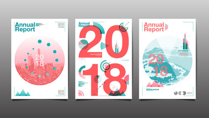 annual report 2018,2019,2020 ,cover brochure design template  , flyer,  flat design, colorful abstract background, vector.
