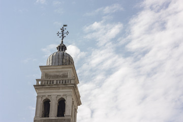 Detail of a bell tower in Venice Italy Italy