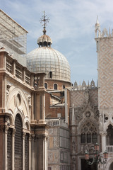 Fototapeta na wymiar Detail of the Doge's Palace in Venice Italy Europe