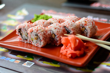 Japanese cuisine. Magnificent and delicious sushi.