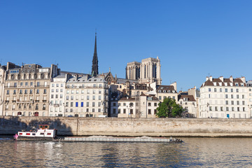 Seine river embankment in  Paris, France.