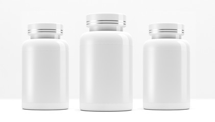 3d illustration. Can with capsules.