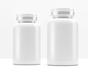 3d illustration. Can with capsules.
