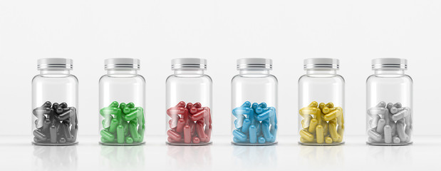 3d illustration. Can with capsules.
