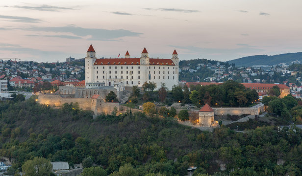 Bratislava Castle at sunset, Slovakia.