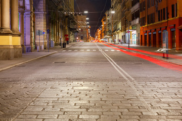 Fototapeta na wymiar Bologna. Old street at night.