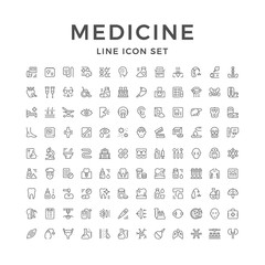Set line icons of medicine
