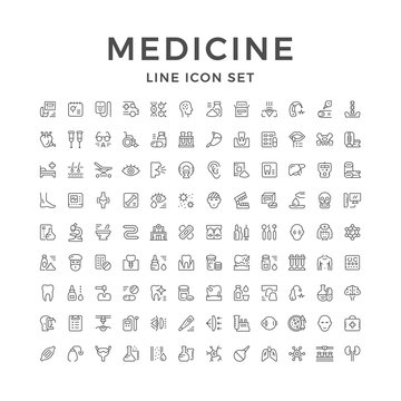 Set line icons of medicine