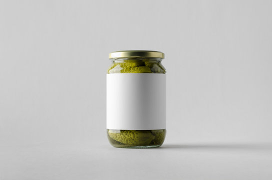 Pickled Cucumber Jar Mock-Up. Blank Label.